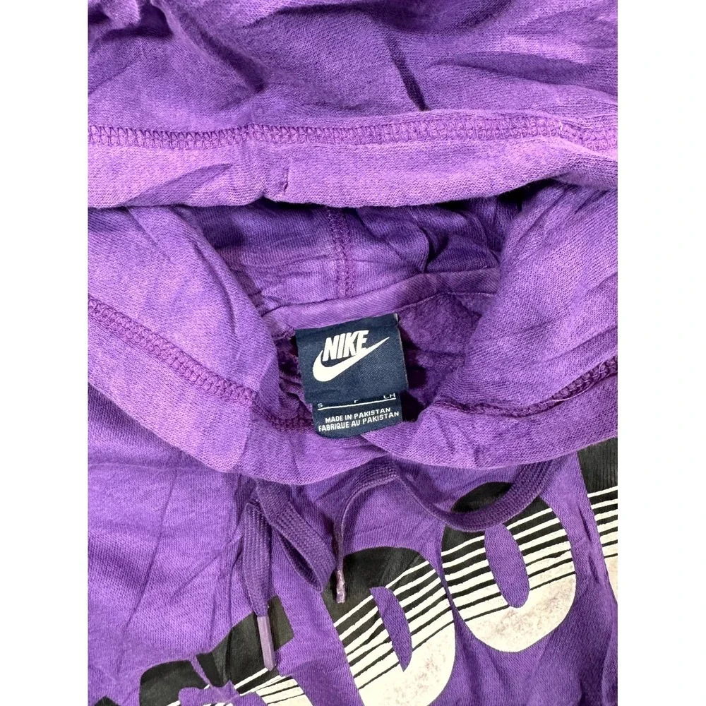 Nike Hoodie Womens Small Purple Just Do It Graphic Ribbed Trim Kangaroo Pocket